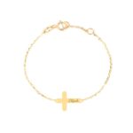 18K Gold Customized Horizontal Cross Newborn Bracelet