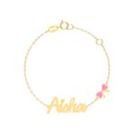 18K Gold Customized Name & Princess Bow Newborn Bracelet