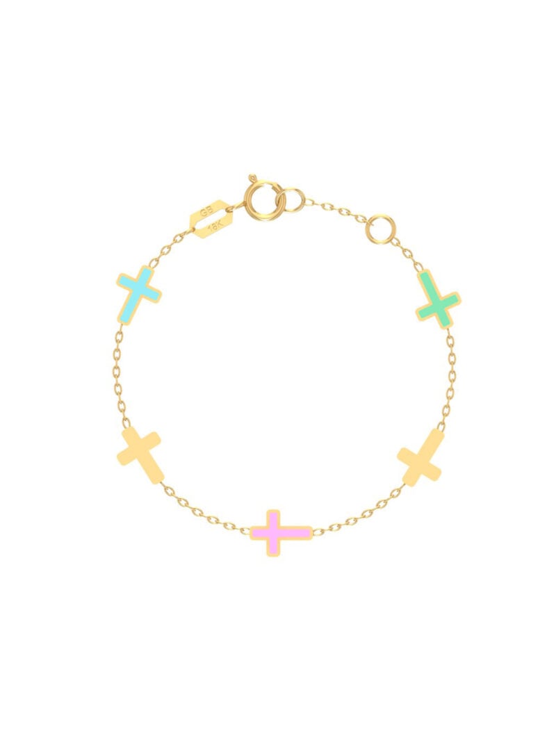 18K Gold Endless Cross Signs Newborn Bracelet