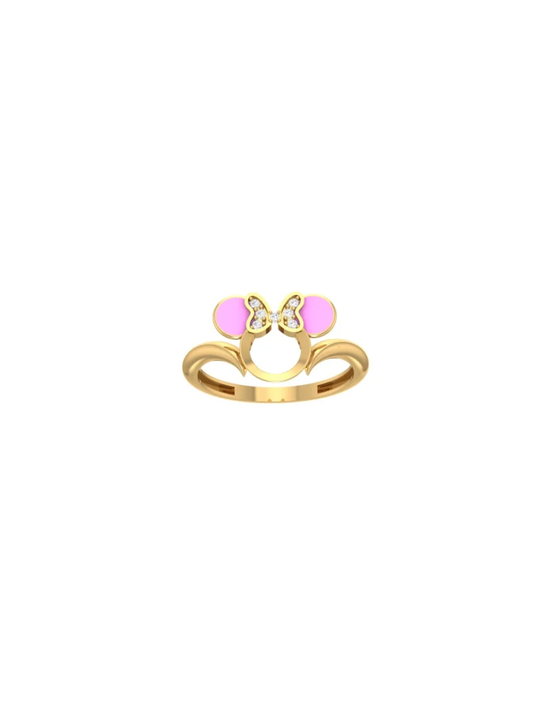 18K Gold Sparkly Minnie Mouse Newborn Ring
