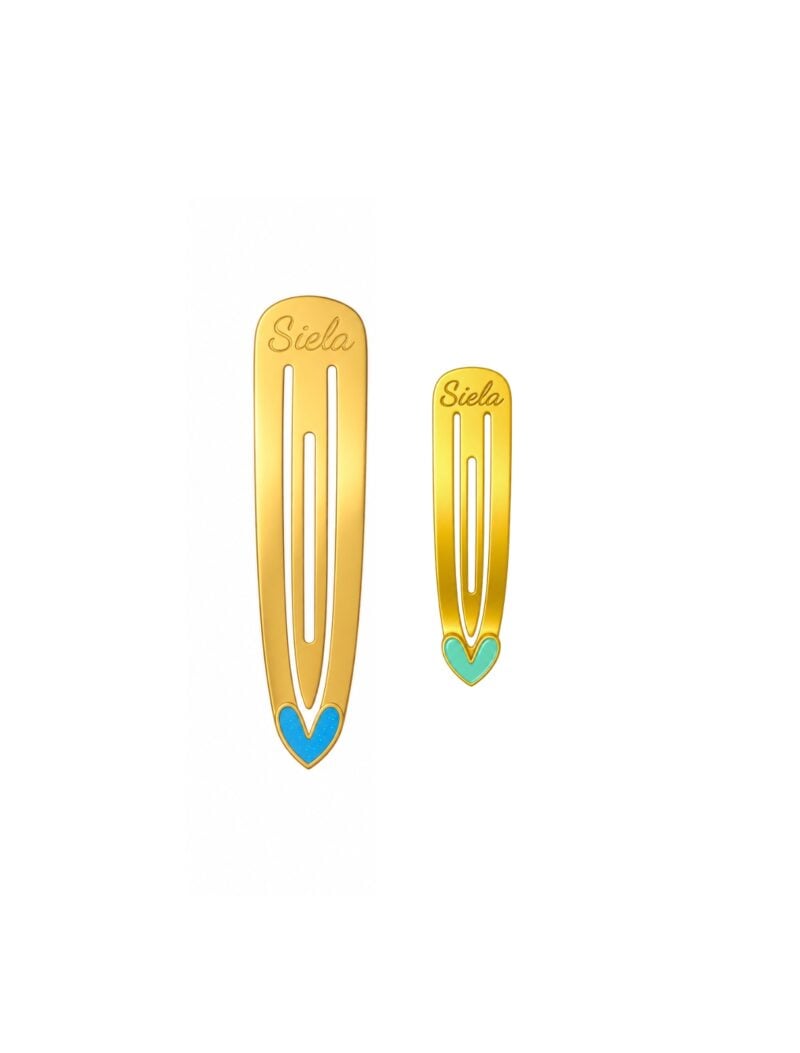 18K Gold Edgy Enamel Heart Customized Hair Clip