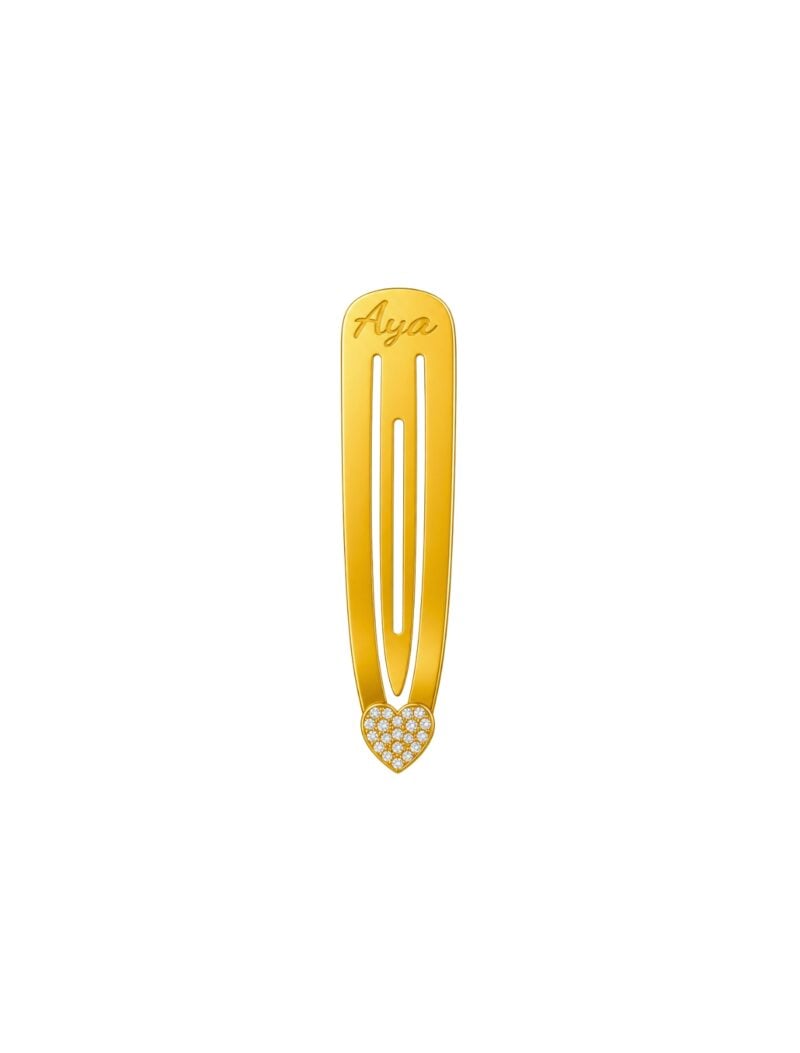18K Gold Beating Heart Customized Hair Clip