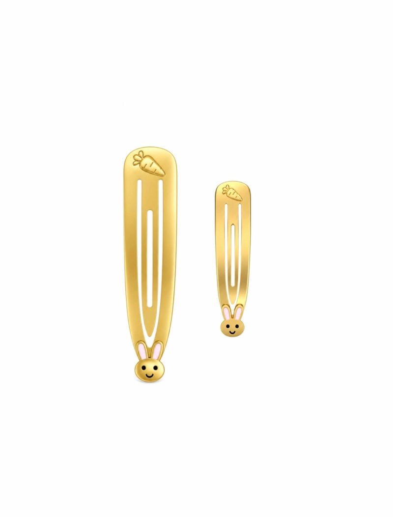 18K Gold Rabbit & Carrots Hair Clip
