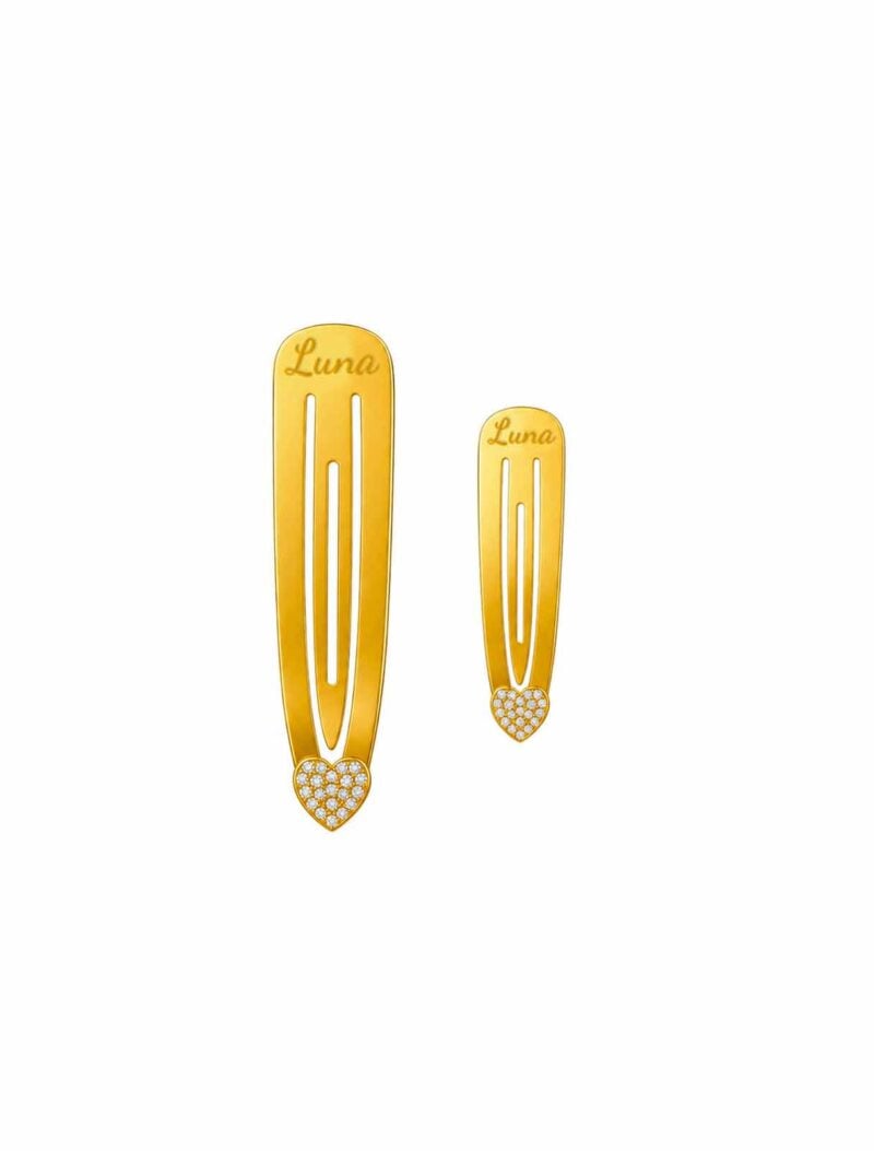 18K Gold Beating Heart Customized Hair Clip