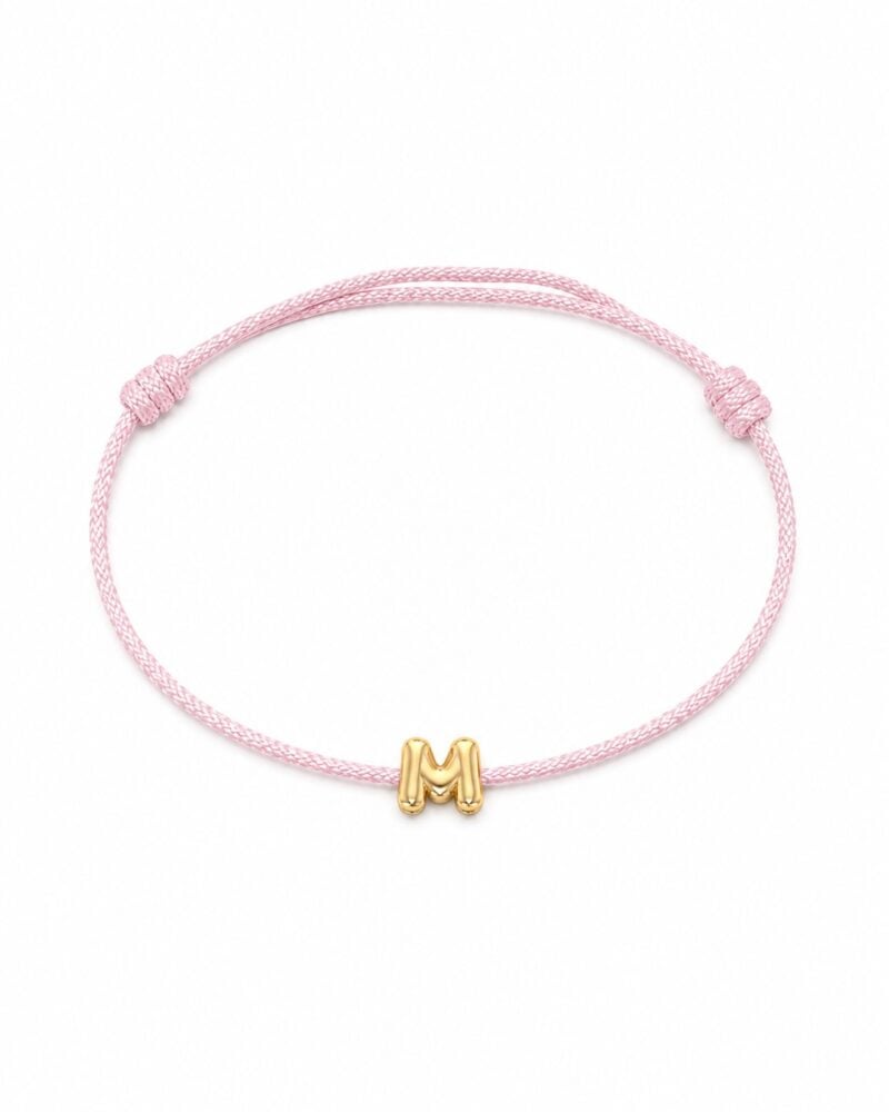 18K Gold Balloon Initial Cord Anklet