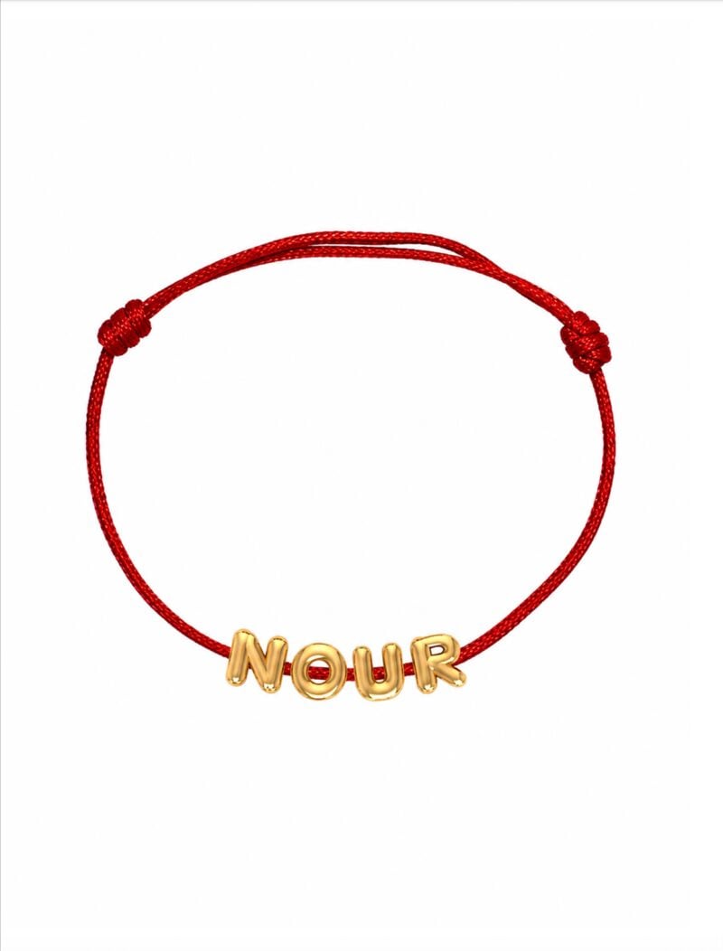 18K Gold Balloon Letters Cord Bracelet