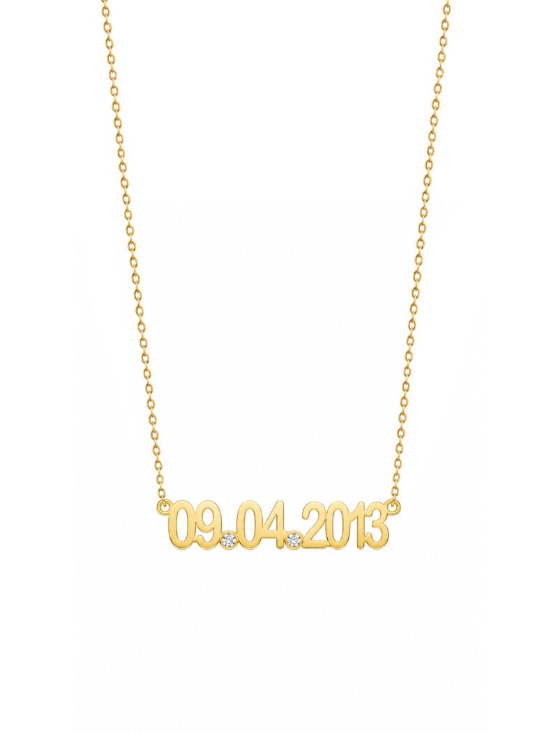 18K Gold Customized Date Necklace