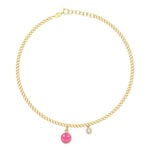 18K Gold Happy Face Emoji Enamel Anklet