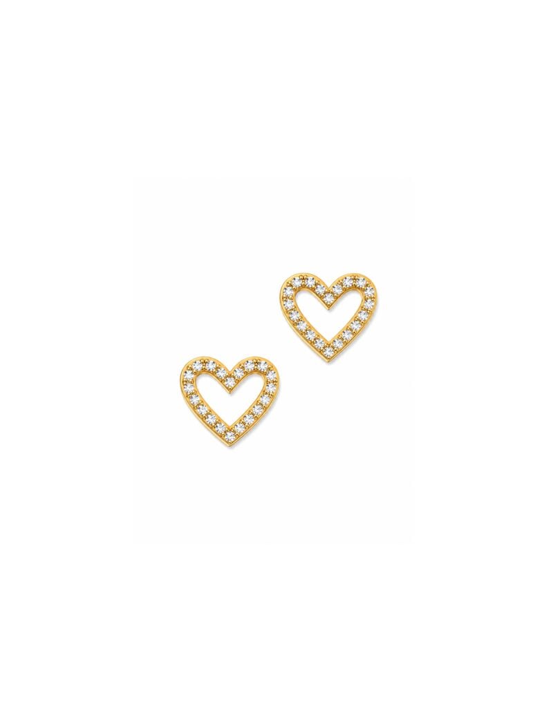18K Gold Heart Outline Stud Earrings