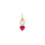 18K Gold Heart-to-Heart Birthstone Pendant
