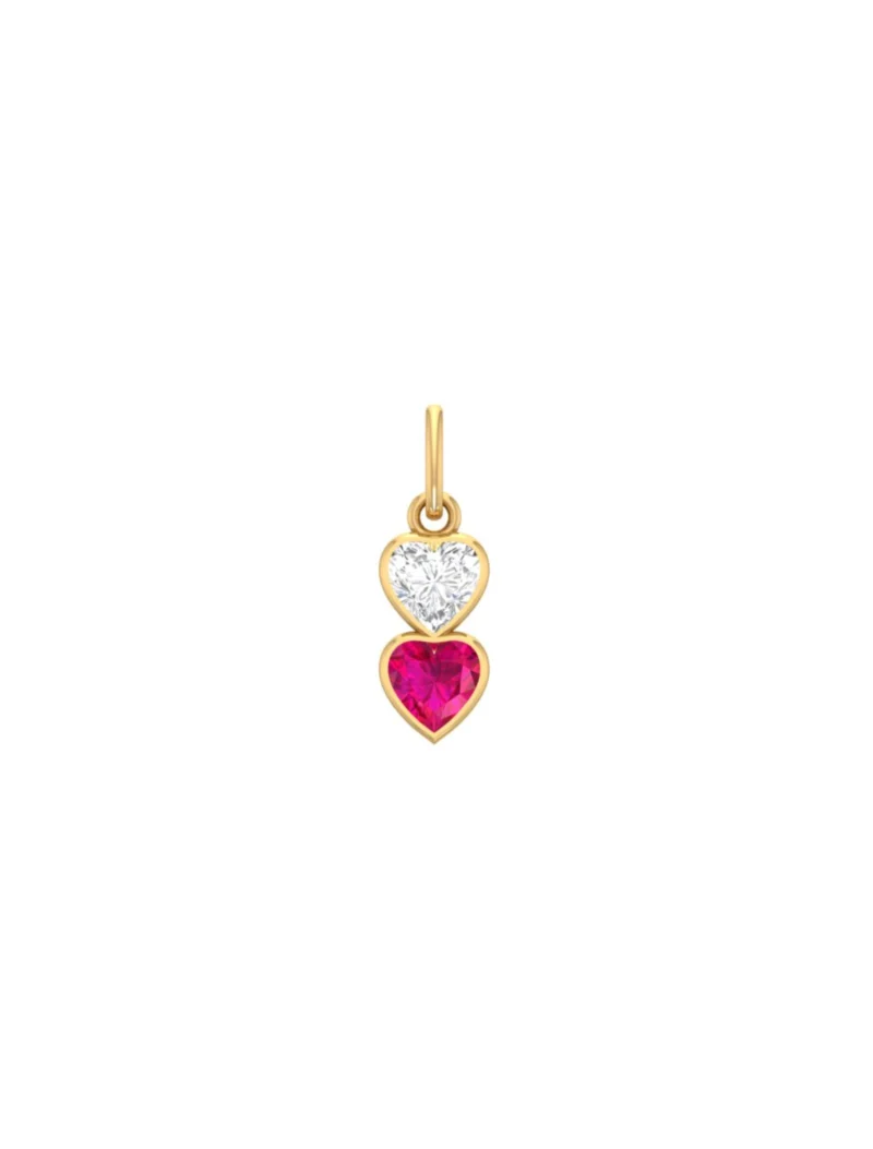 18K Gold Heart-to-Heart Birthstone Pendant