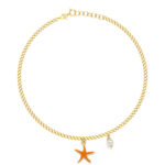 18K Gold Starfish Cuban Link Chain Anklet