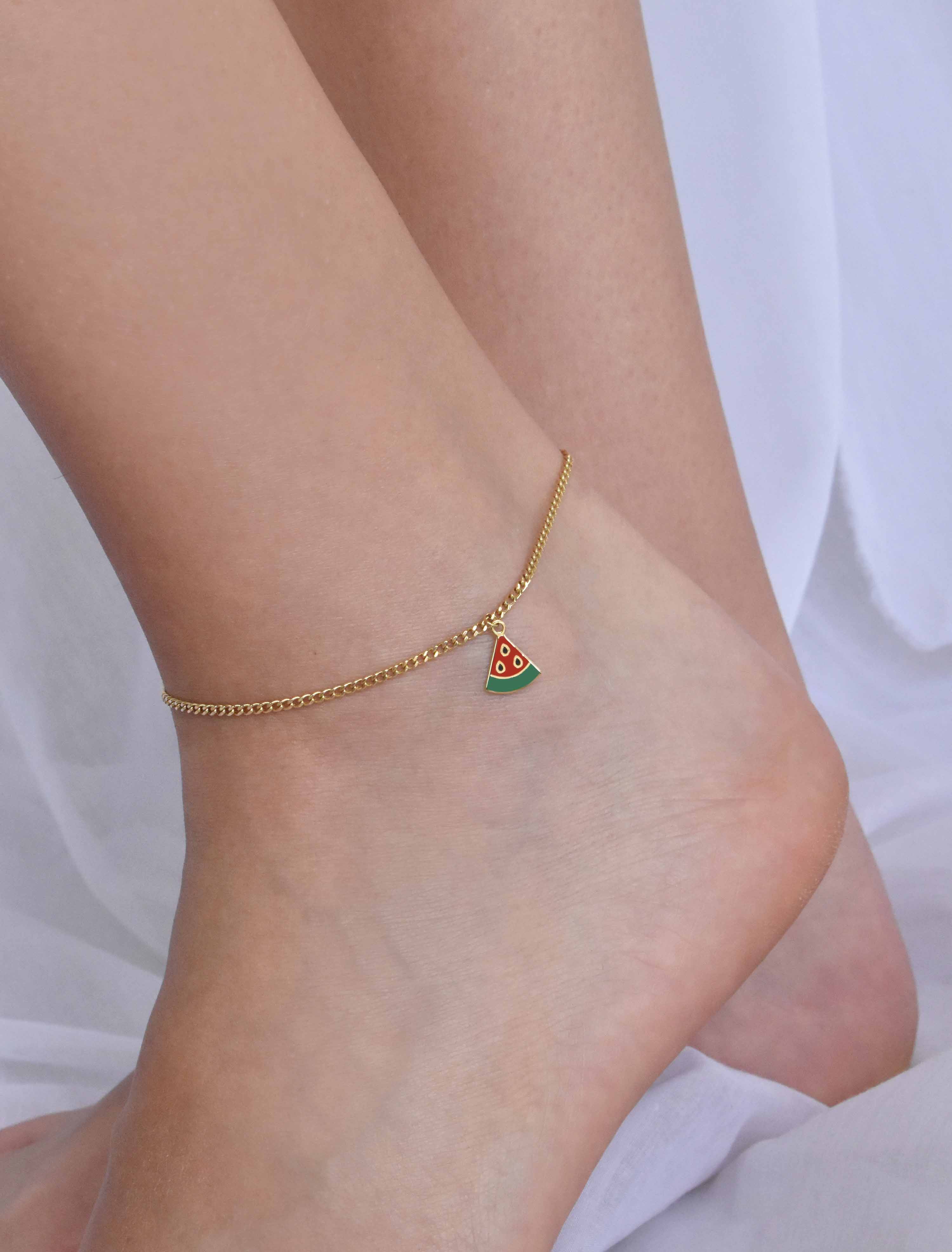 18K Gold Sweet Slice Watermelon Anklet GA28 - Garo Boyadjian Jewelry GA28 - Garo Boyadjian Jewelry.
