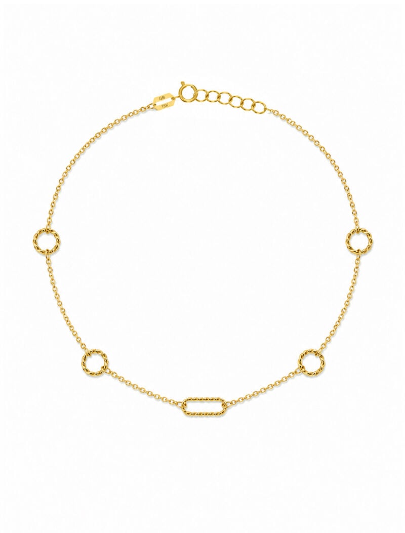 18K Gold Twisted Shapes Anklet