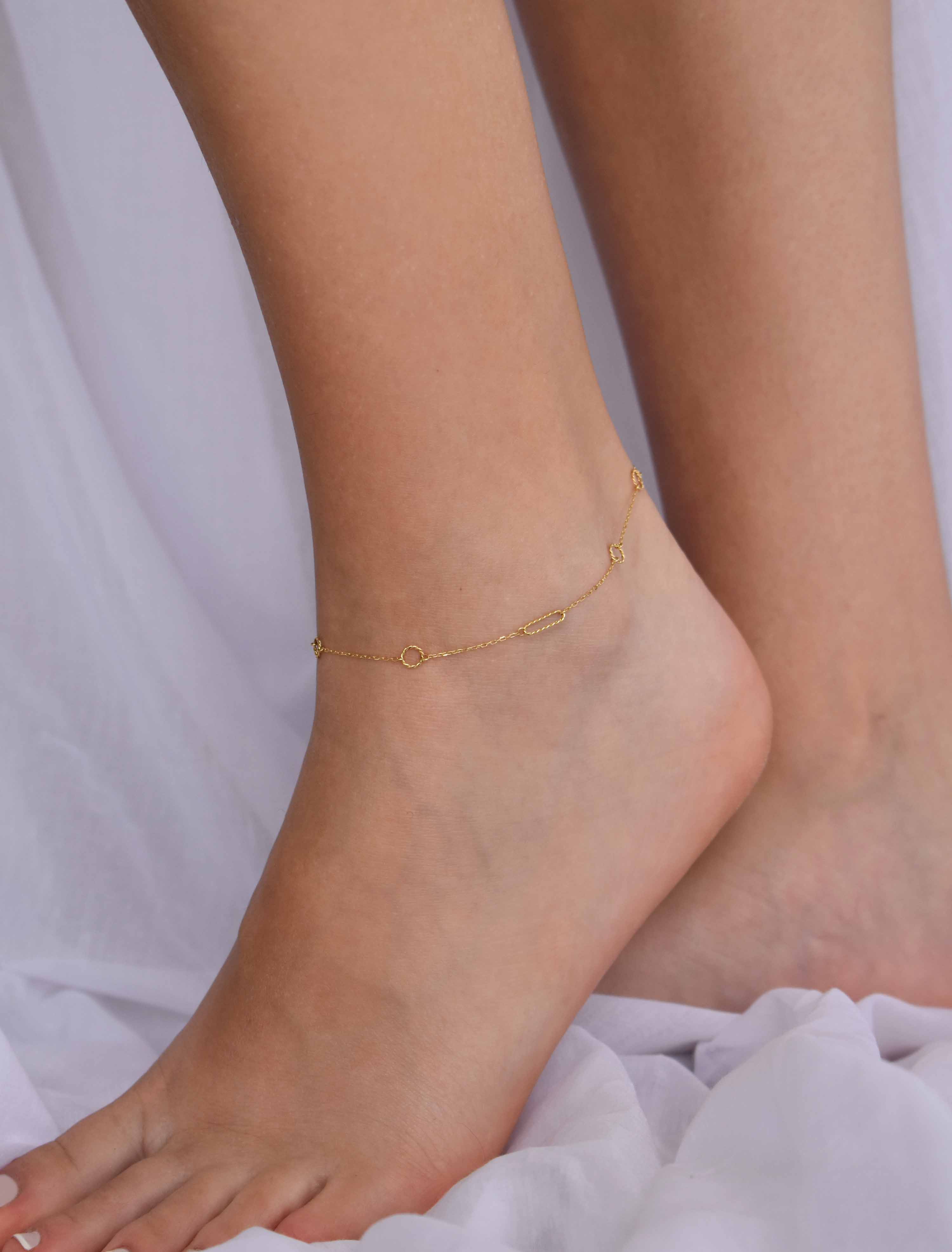 18K Gold Twisted Shapes Anklet GA33 - Garo Boyadjian Jewelry