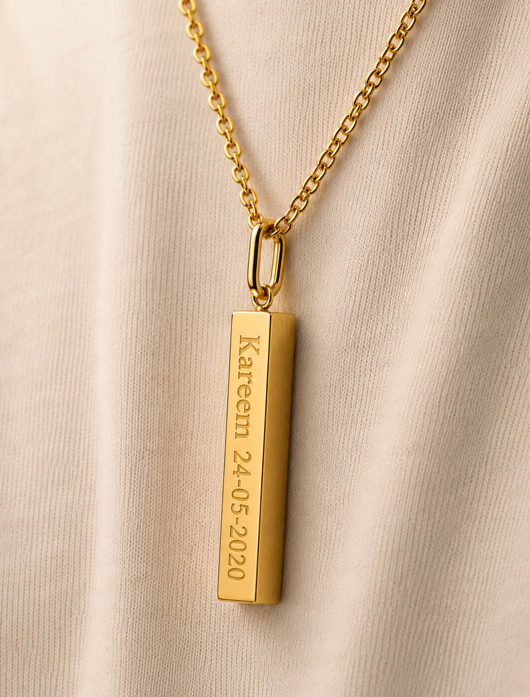 18K Gold Vertical Cube Bar Customized Men Pendant GM49-1 - Garo Boyadjian Jewelry
