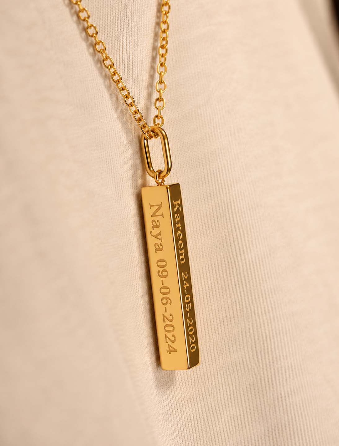18K Gold Vertical Cube Bar Customized Men Pendant GM49-1 - Garo Boyadjian Jewelry.