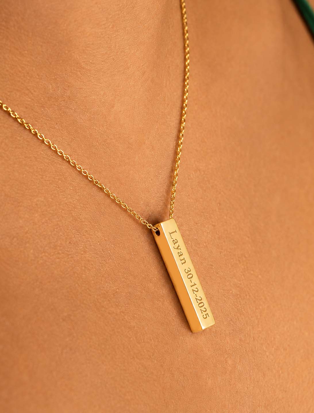 18K Gold Vertical Cube Bar Customized Necklace GN252 - Garo Boyadjian Jewelry