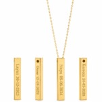 18K Gold Vertical Cube Bar Customized Necklace