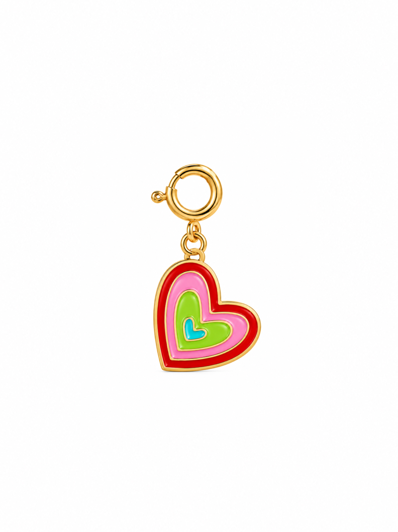 18K Gold Rainbow Love Enamel Charm