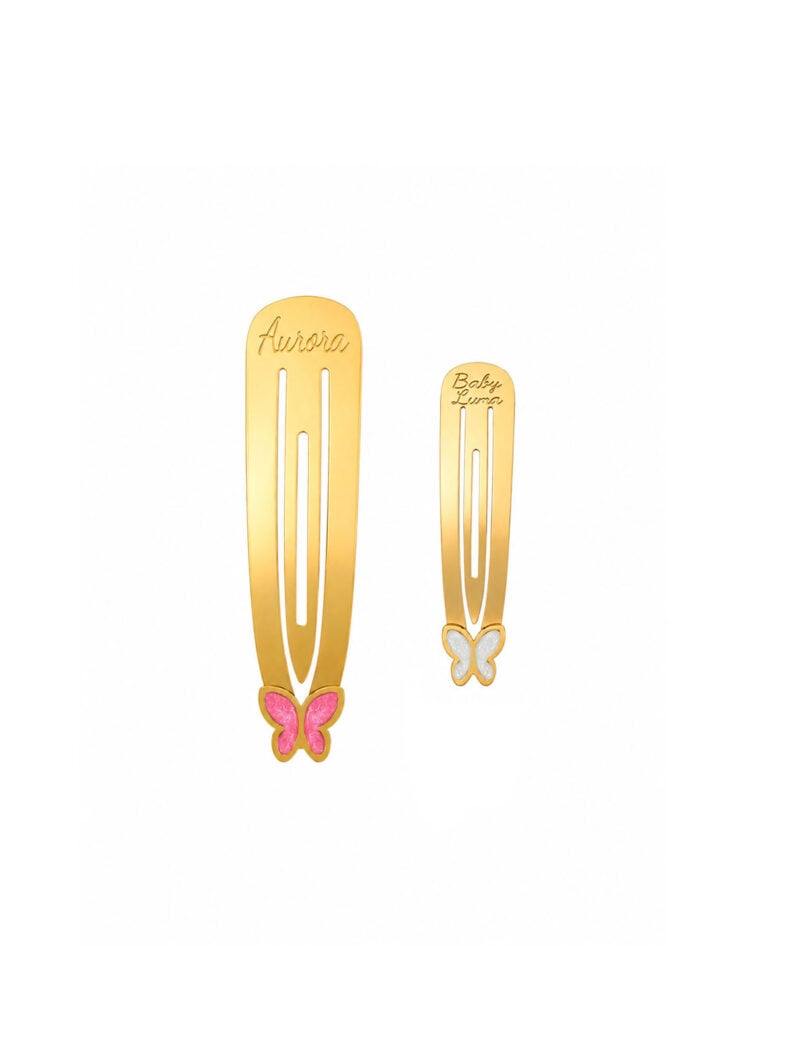 18K Gold Customized Glowy Butterfly Hair Clip