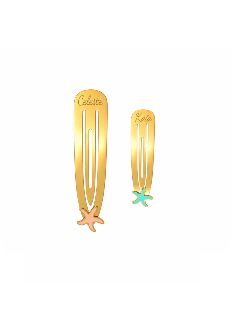 18K Gold Customized Summery Starfish Hair Clip