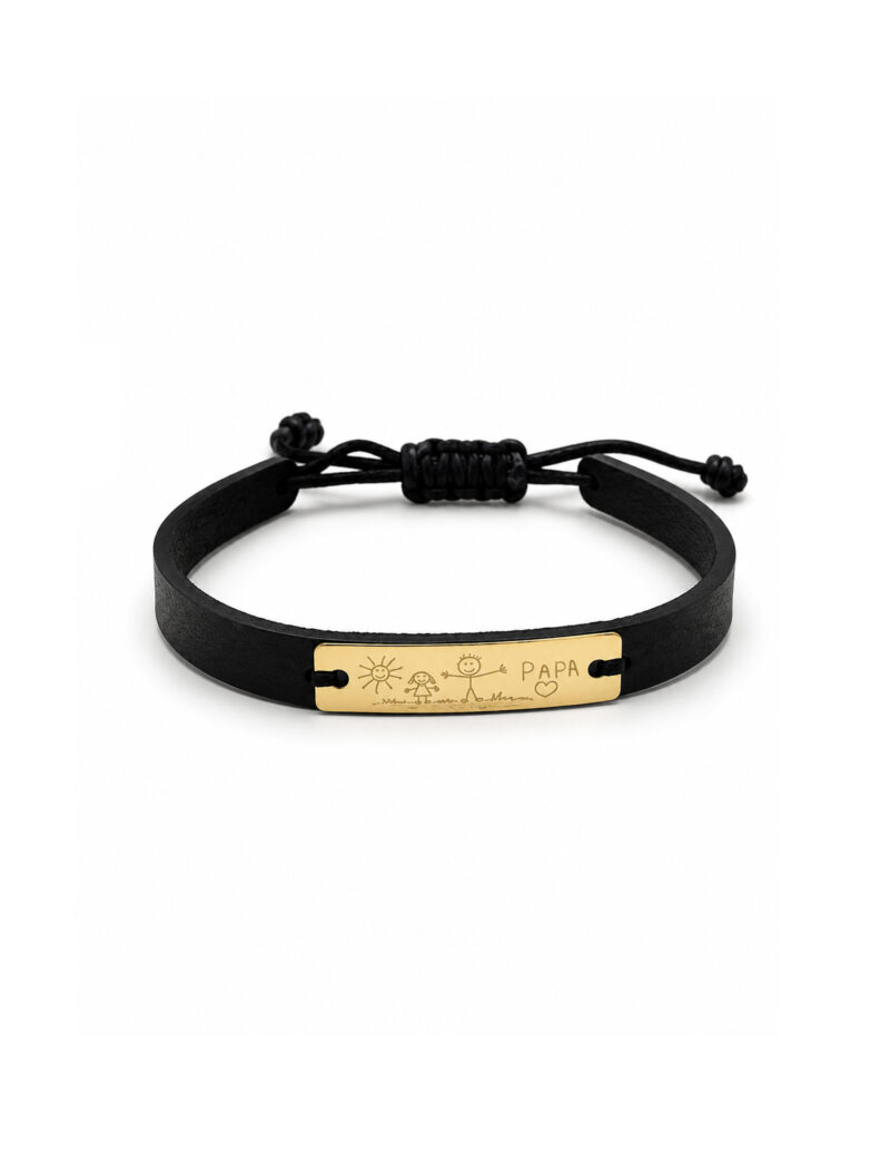 18K Gold Eternal Father & Child Bond Real Leather Bracelet