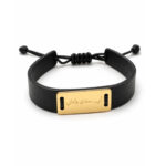 18K Gold Legacy Shield  Real Leather Bracelet
