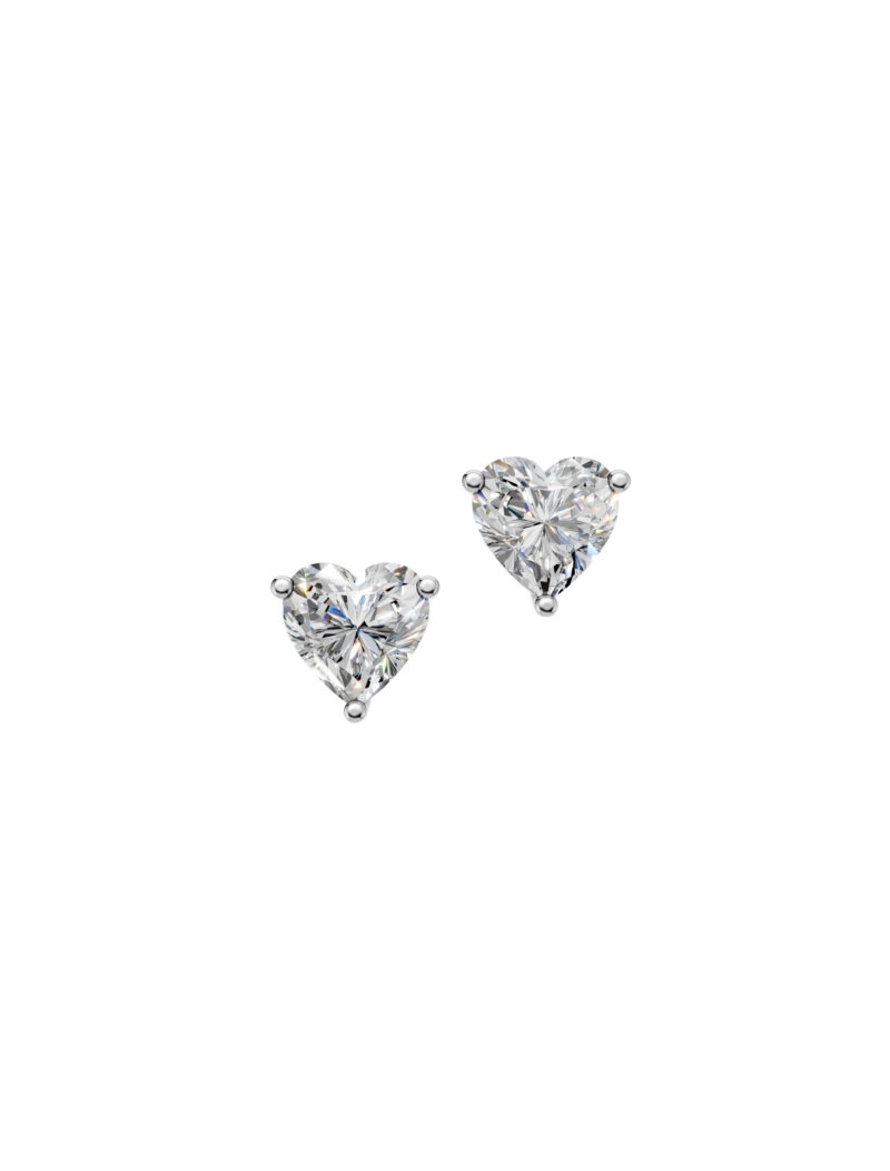 18K Gold Pure Heart Studs Lab-Grown Diamond Earrings