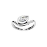 18K Gold Pear Bezel Wave Lab-Grown Diamond Ring
