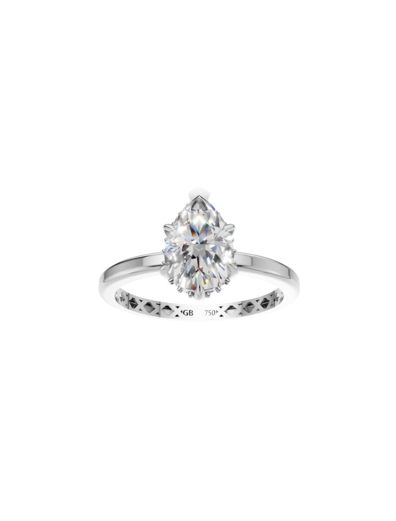 18K Gold Pear Lab-Grown Diamond Solitaire Ring