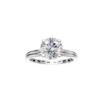 18K Gold Creased Band Round Lab-Grown Diamond Solitaire Ring