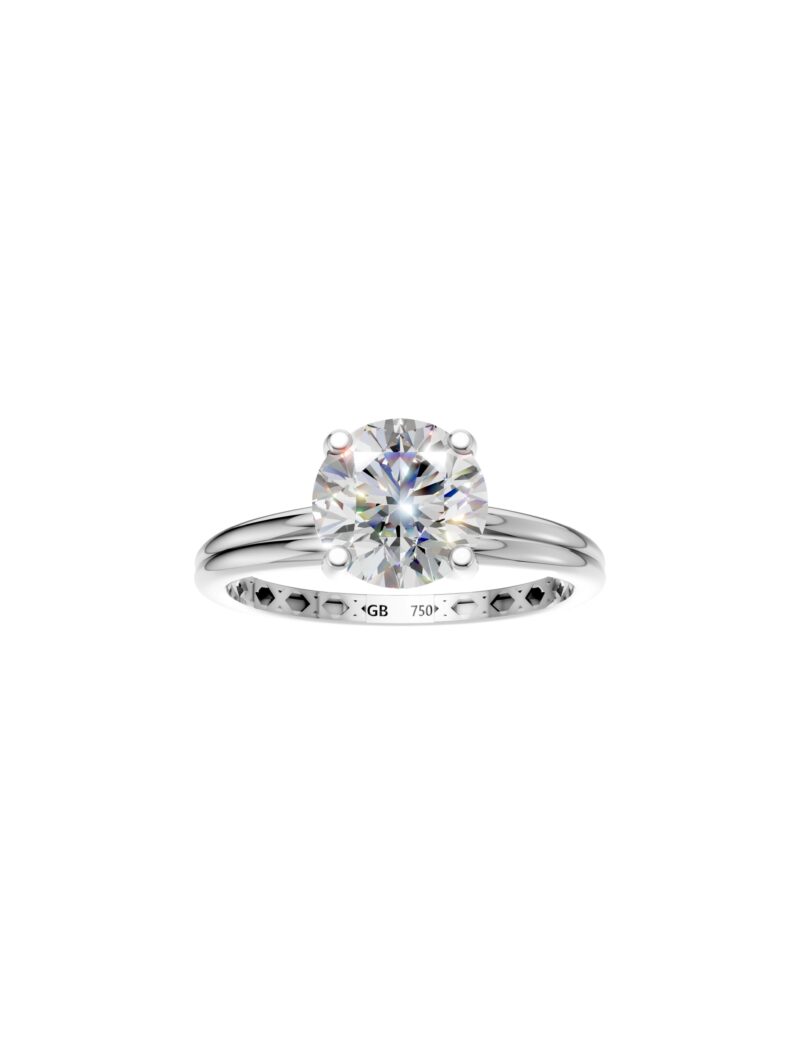 18K Gold Creased Band Round Lab-Grown Diamond Solitaire Ring