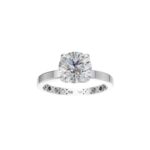 18K Gold Classic Flat Band Round Lab-Grown Diamond Solitaire Ring