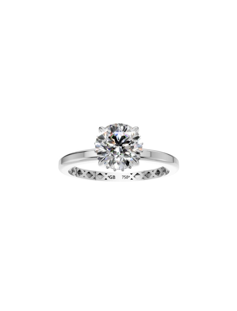 18K Gold Rounded Band Round Lab-Grown Diamond Solitaire Ring