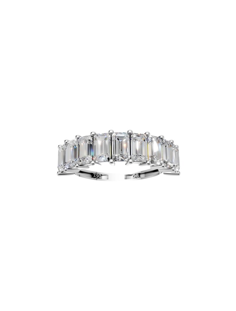 18K Gold Emerald-Cut Lab-Grown Diamond Half Eternity Ring