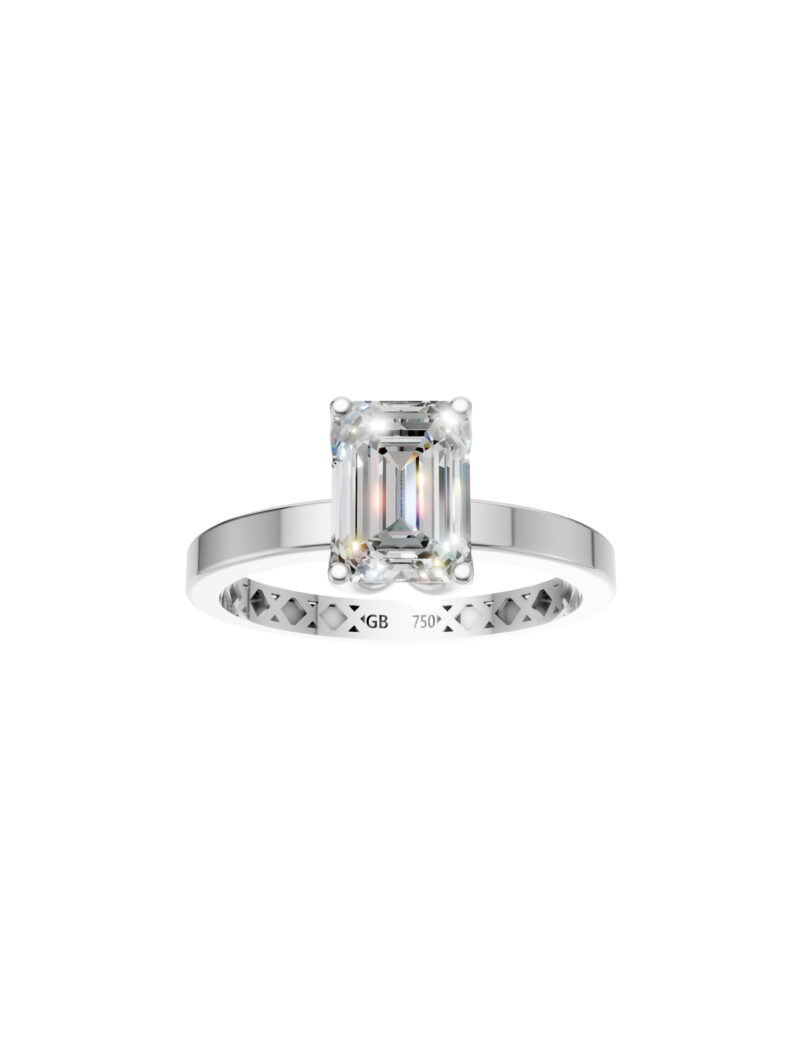 18K Gold Emerald Lab-Grown Diamond Solitaire Ring