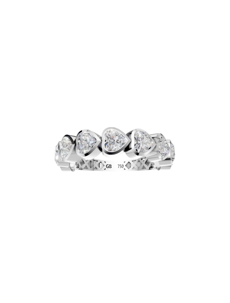 18K Gold Heart-Shaped Lab-Grown Diamond Half Eternity Ring