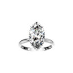 18K Gold Custom Initials Marquise Lab-Grown Diamond Solitaire Ring
