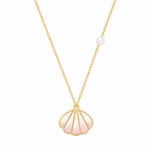 18K Gold Blush Pearl Shell Enamel Newborn Necklace