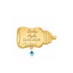 18K Gold Customized Baby Bottle & Evil Eye Newborn Pin