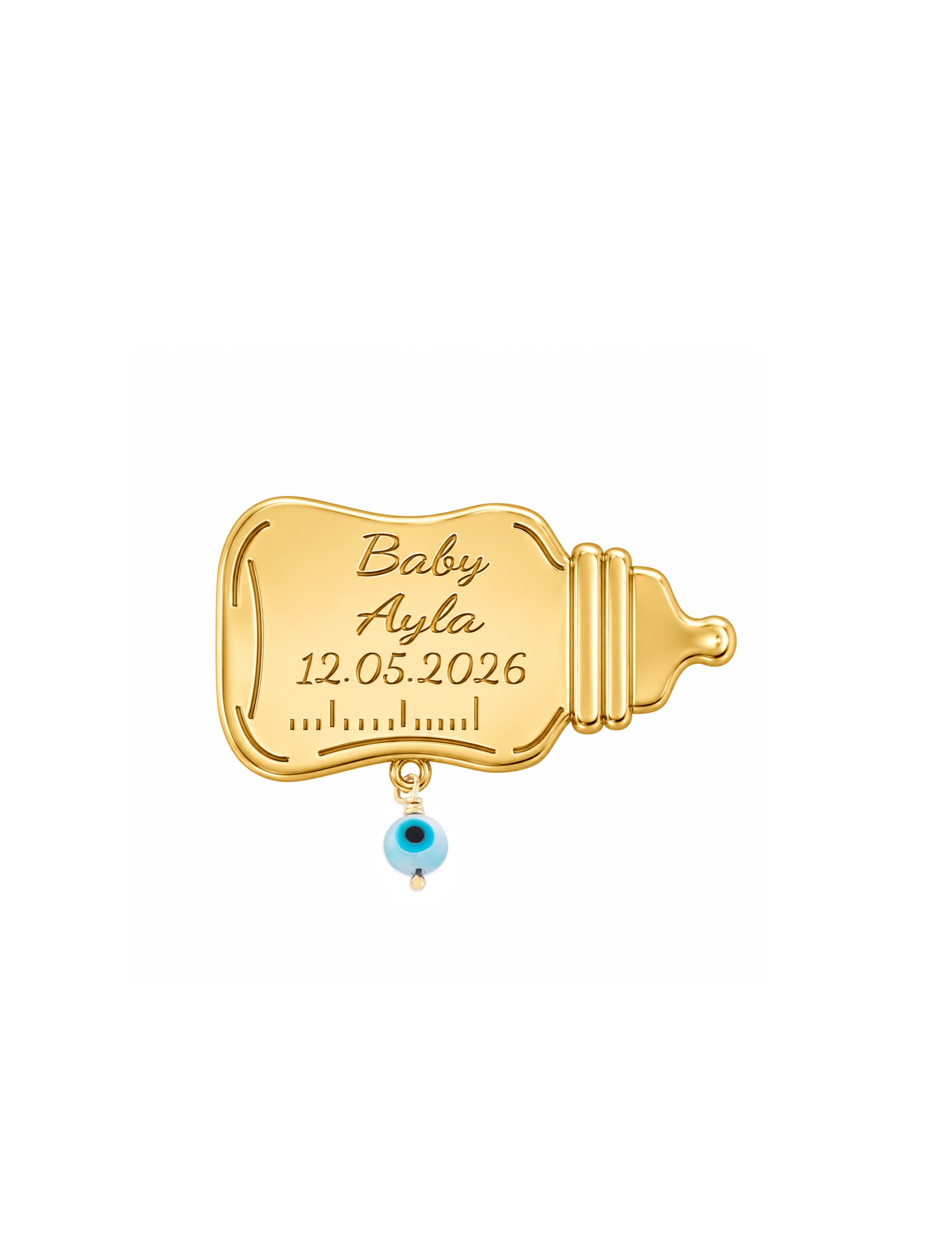 18K Gold Customized Baby Bottle Newborn Pin - Garo Boyadjian Jewelry