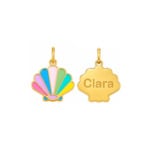18K Gold Customized Rainbow Shell Newborn/Kids Pendant