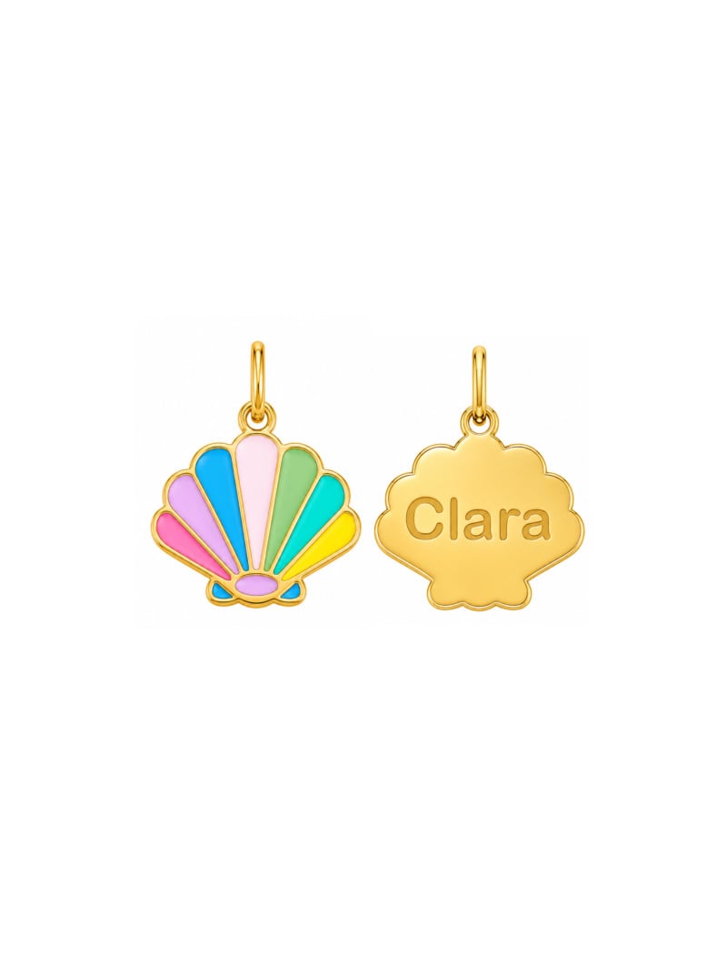 18K Gold Customized Rainbow Shell Newborn/Kids Pendant