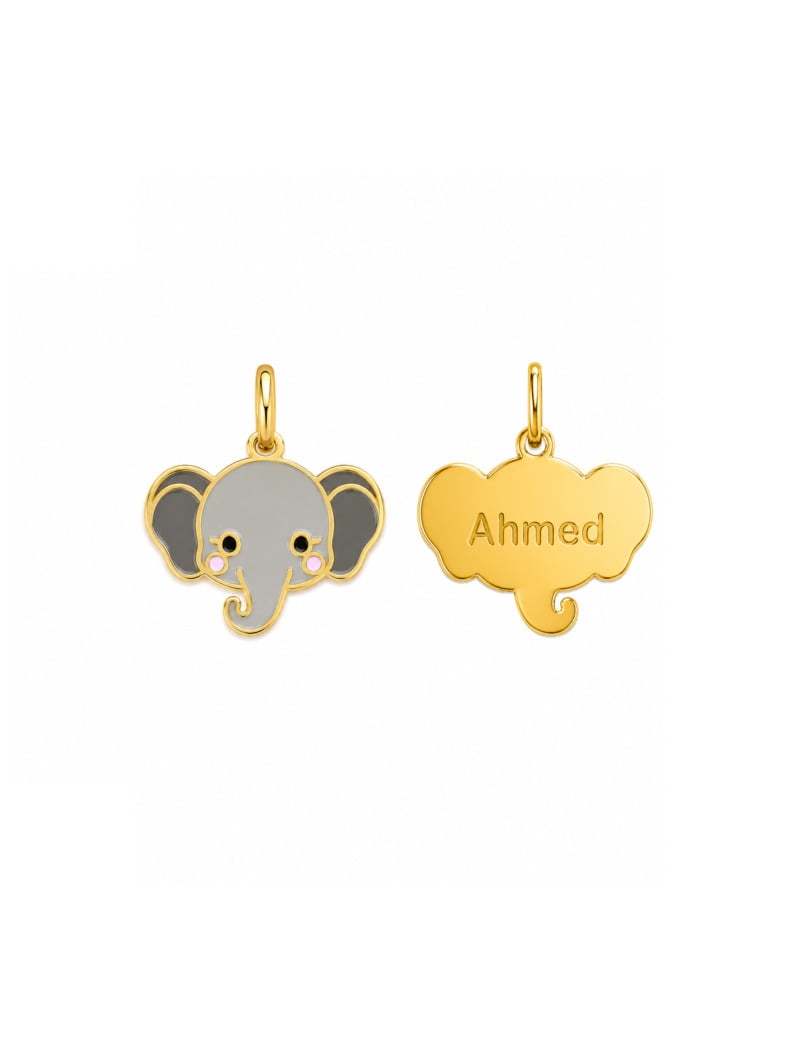18K Gold Customized Tiny Elephant Newborn/Kids Pendant