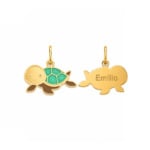18K Gold Customized Turtle Tales Newborn/Kids Pendant