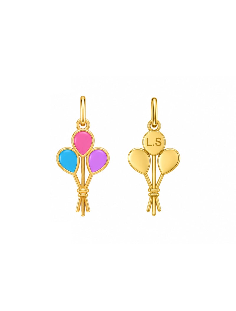18K Gold Customized Up, Up & Away Newborn/Kids Pendant