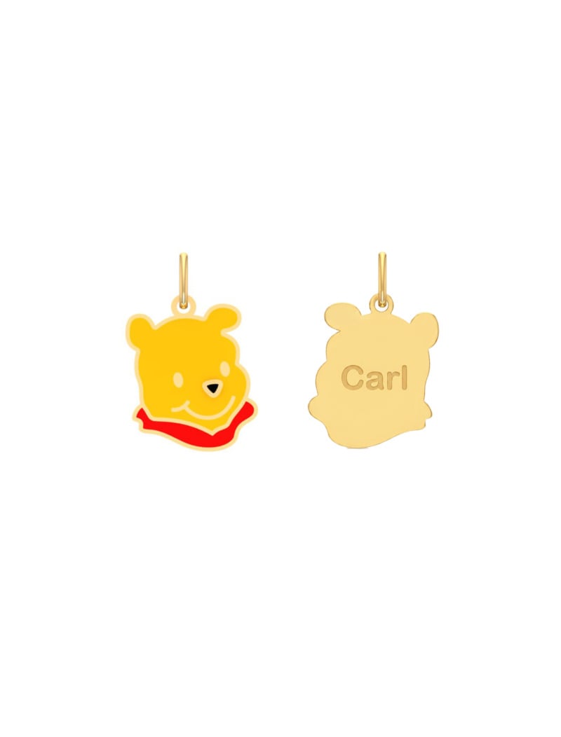 18K Gold Customized Winnie-the-Pooh Newborn/Kids Pendant