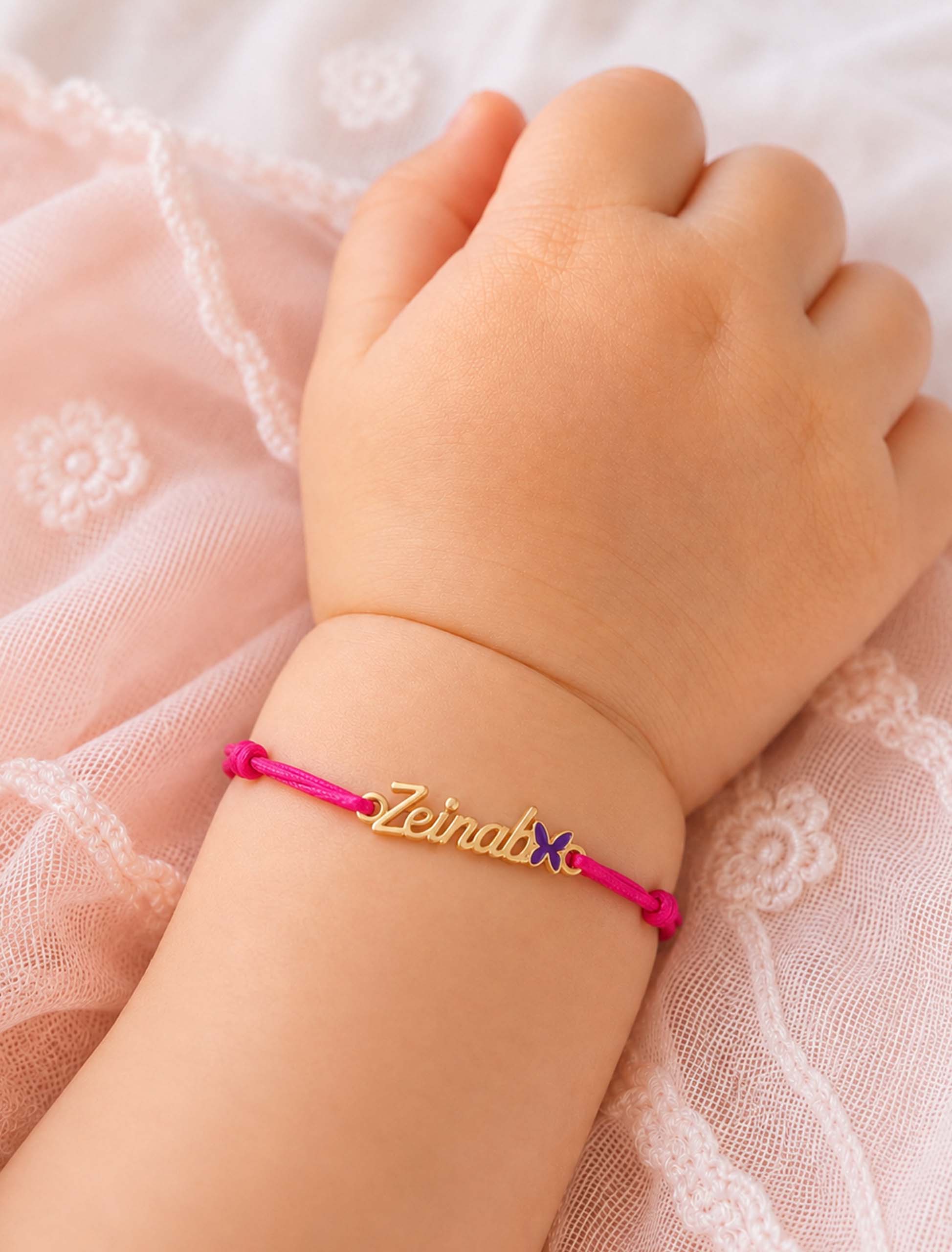 18K Gold Fluttering Name NewbornKids Cord Bracelet - Garo Boyadjian Jewelry.