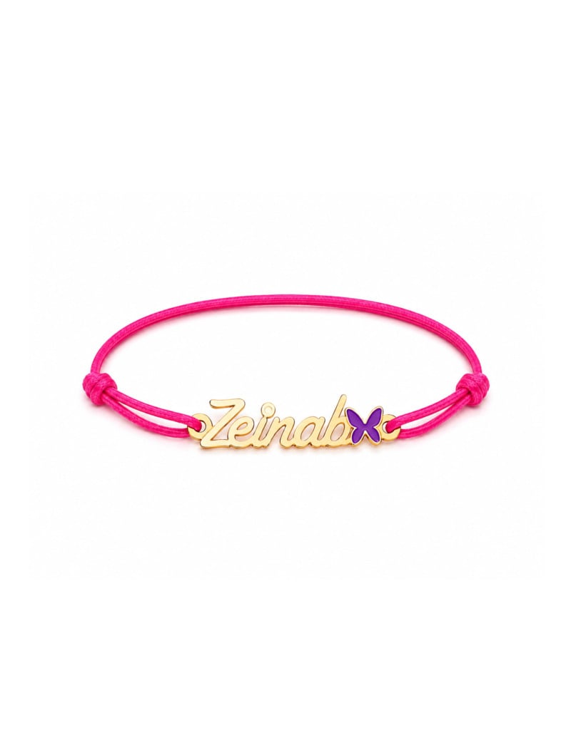 18K Gold Fluttering Name Newborn/Kids Cord Bracelet
